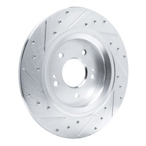 Hyundai Santa Fe Brake Rotor (1) - Rear Right - R1 Concepts - Drilled & Slotted - Silver - `21-`25